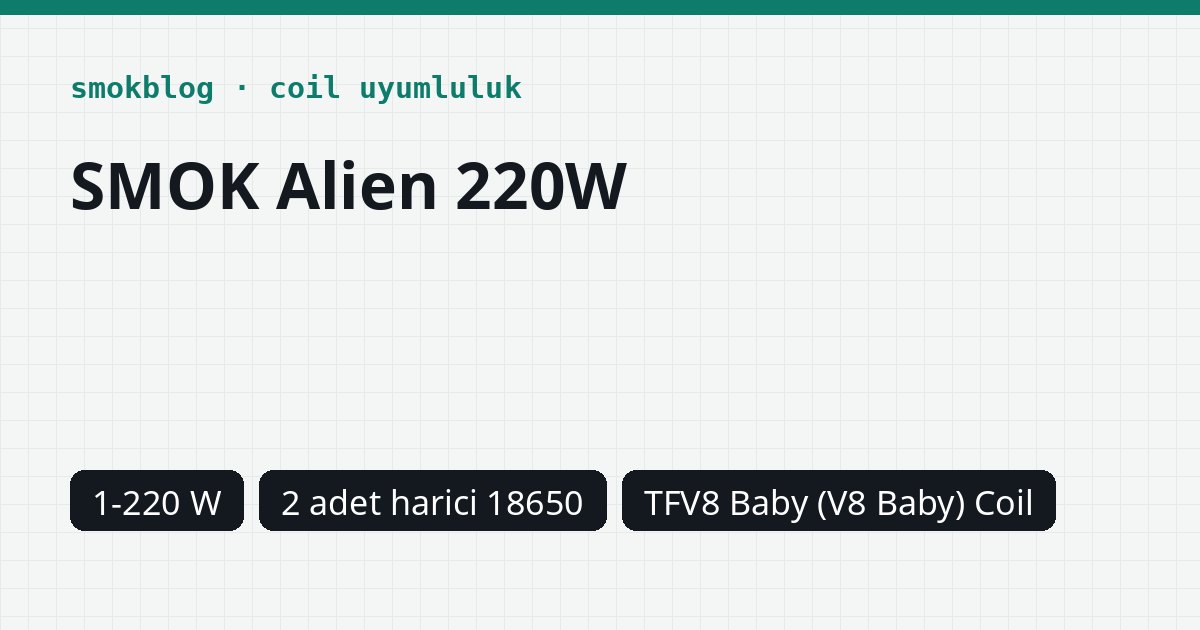 SMOK Alien 220W Hangi Coil Uyumlu? Coil, Ohm ve Watt Tablosu