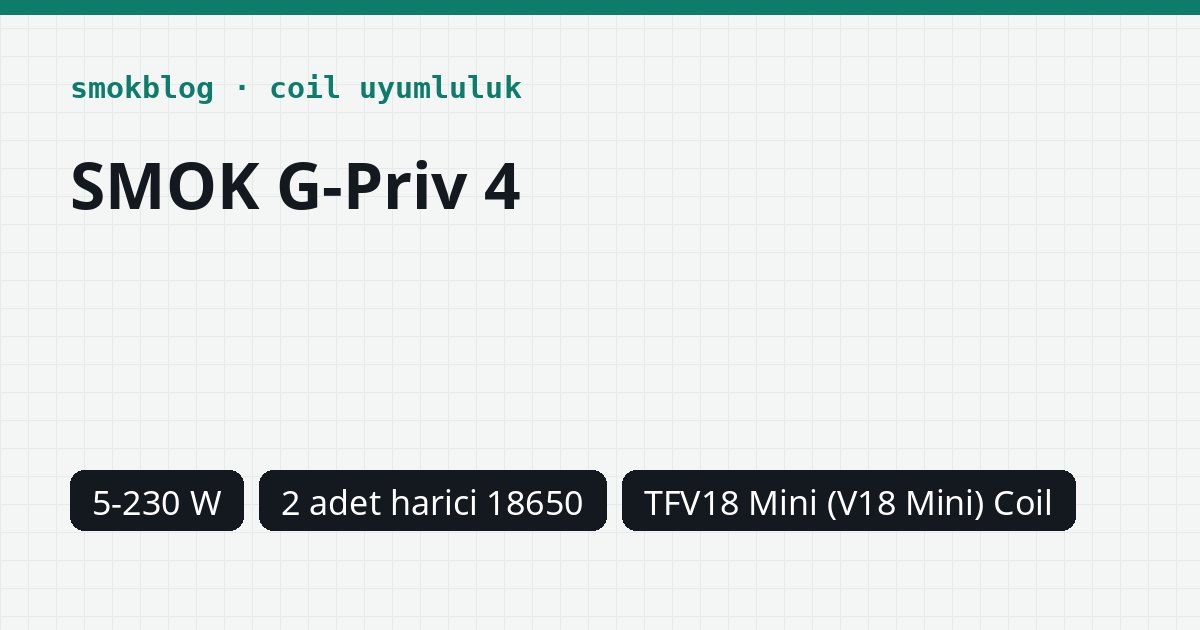SMOK G-Priv 4 Hangi Coil Uyumlu? Coil, Ohm ve Watt Tablosu