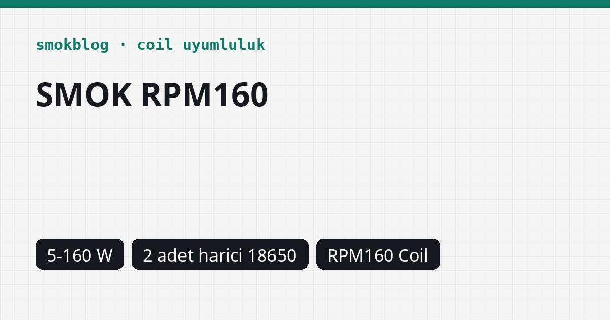 SMOK RPM160 Hangi Coil Uyumlu? Coil, Ohm ve Watt Tablosu