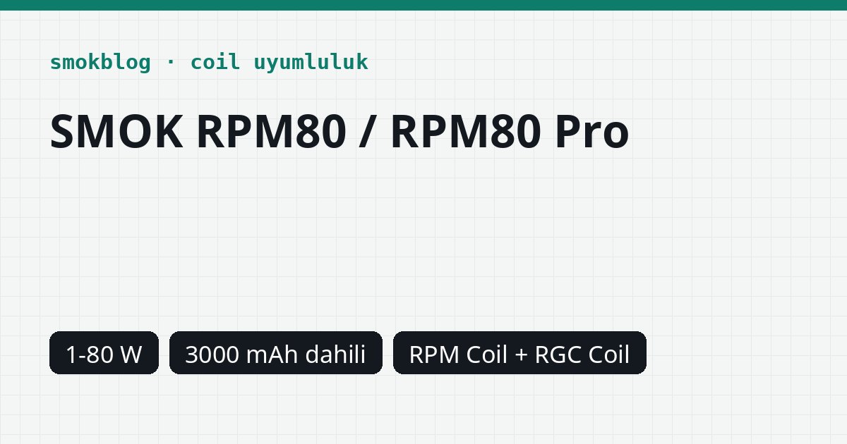 SMOK RPM80 / RPM80 Pro Hangi Coil Uyumlu? Coil, Ohm ve Watt Tablosu