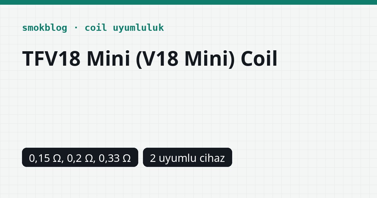 SMOK TFV18 Mini Coil: 0,15, 0,2 ve 0,33 Ohm Watt